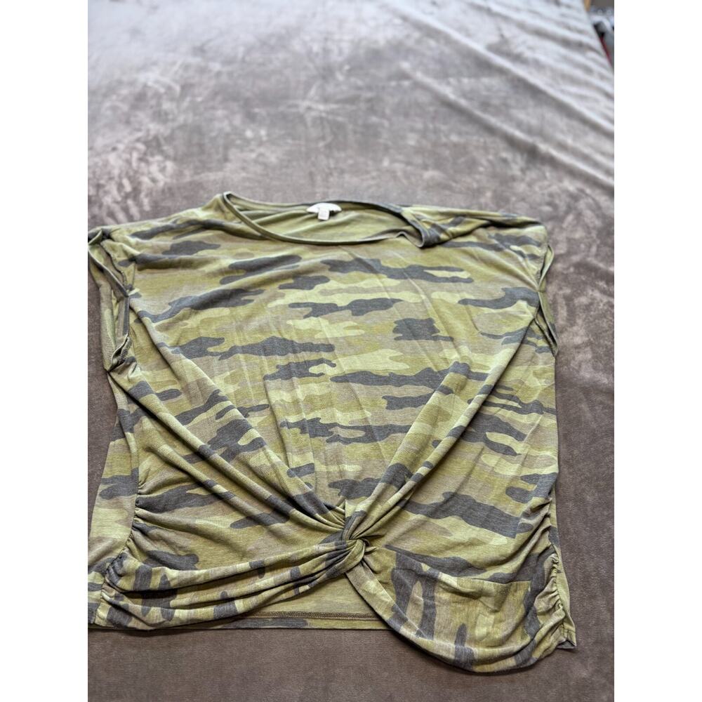 Lucky Brand Short Sleeve Soft T Shirt XL Green Camouflage Womens Camo